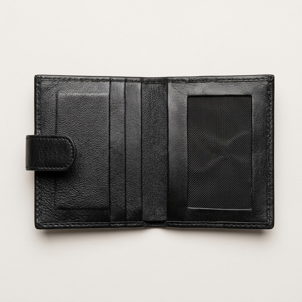 Urban Compact Full-Grain Card Wallet - Black