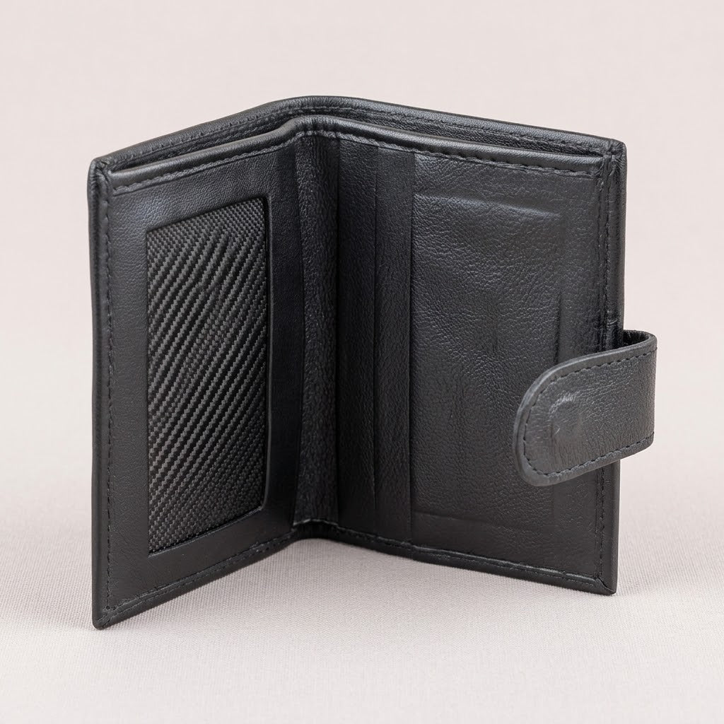 Urban Compact Full-Grain Card Wallet - Black