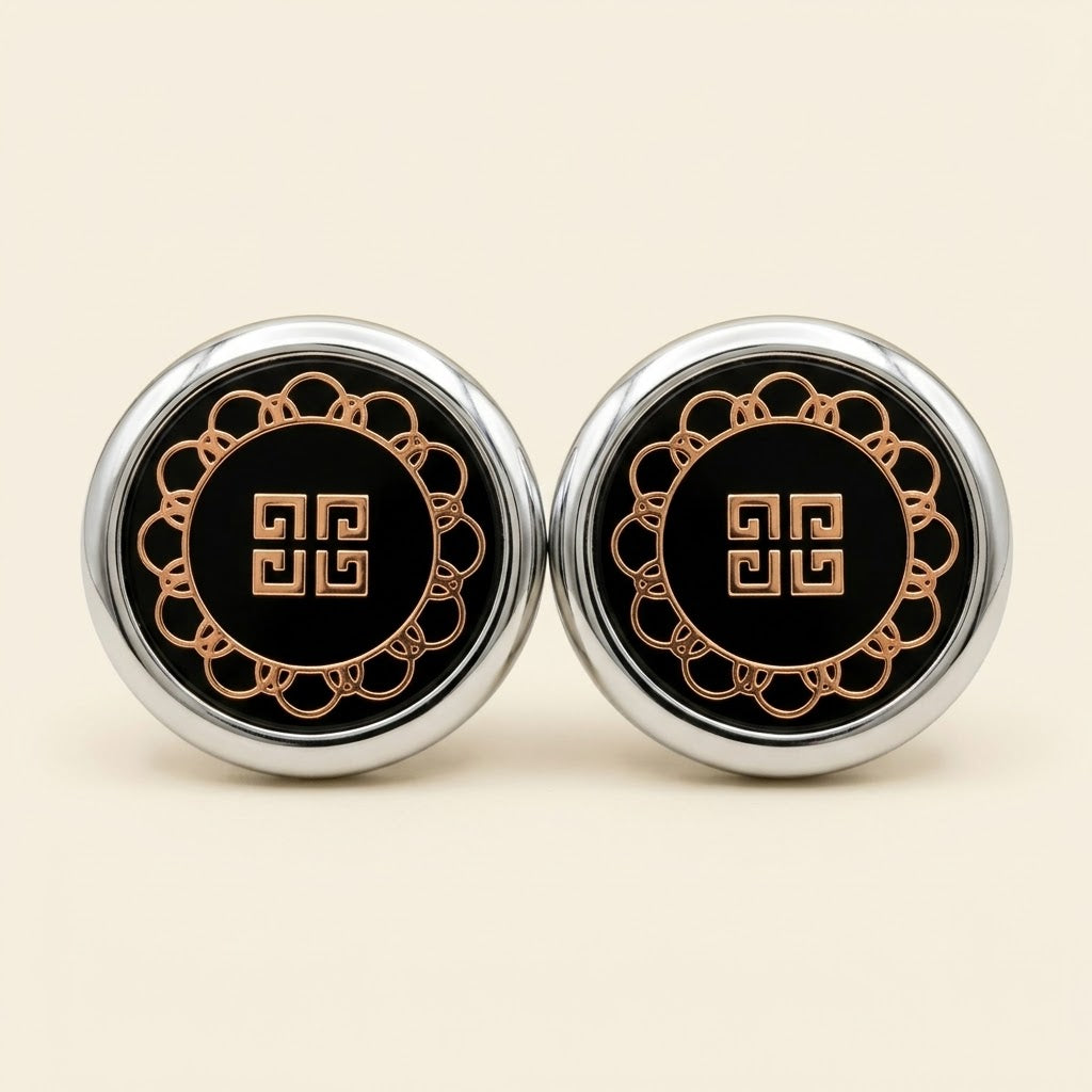 Classic Silver-Tone Onyx Accent Cufflinks