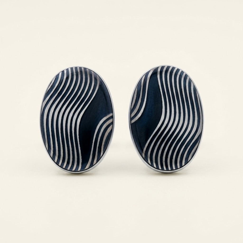 Classic Silver-Tone Onyx Accent Cufflinks
