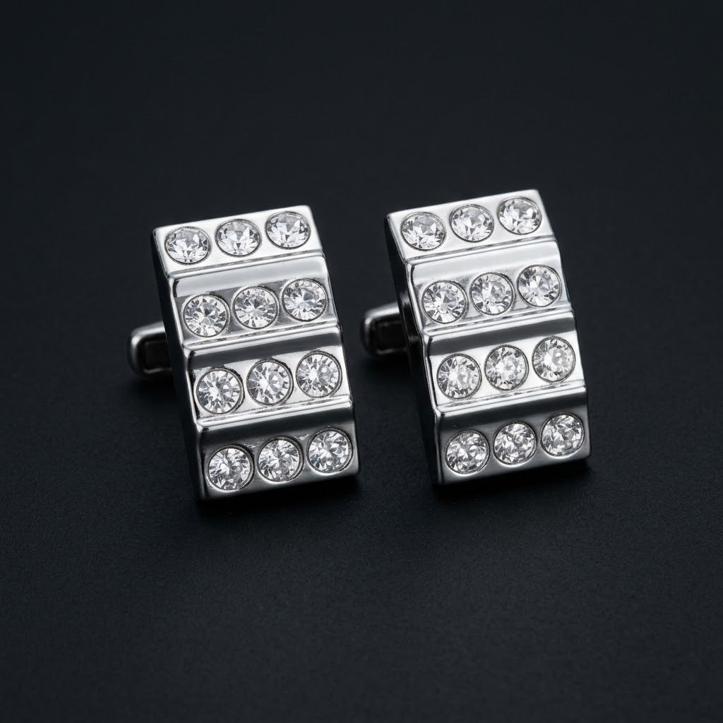 Classic Silver-Tone Onyx Accent Cufflinks
